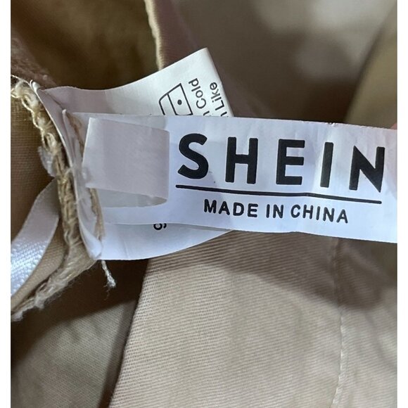 Shein Lightweight Khaki Cargo Trousers Wide Leg Size M Medium - Picture 5 of 7